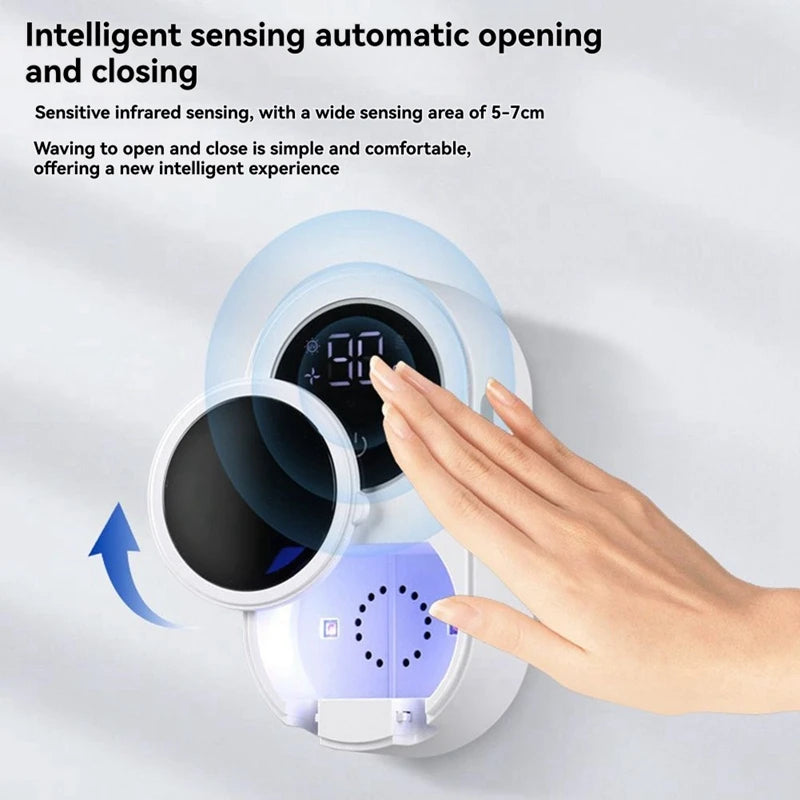 Toothbrush Holder and Cleaner for Bathroom Light Cleaning Fan Drying Automatic Rotating Cover Wall Mounted Smart Home-A23R