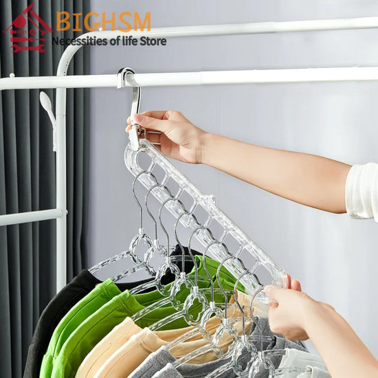 Nine-Hole Clothes Hanger Household Red Plastic Multi-Function Clothes Drying Artifact Horizontal and Vertical Magic Rotating